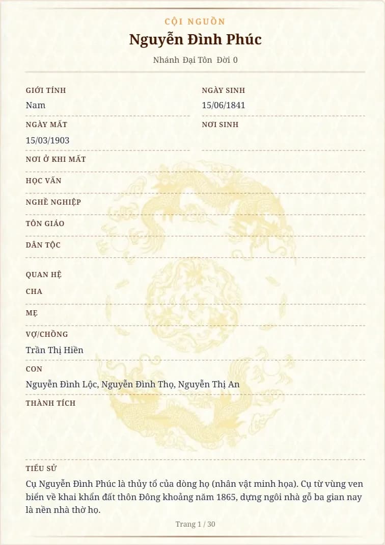 Hồ sơ thành viên